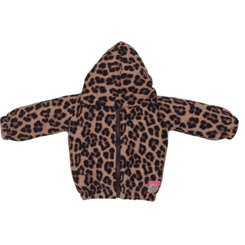 Jaqueta Com Capuz Bebê Menina Veludo Estampado Onça Upi Uli