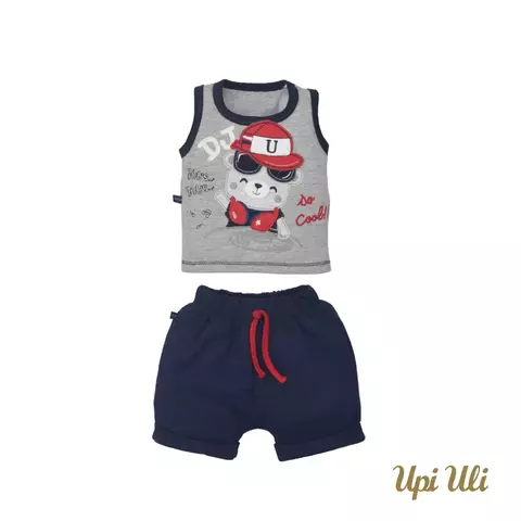 Conjunto De Bebê Regata Com Shorts Azul Marinho DJ LEO