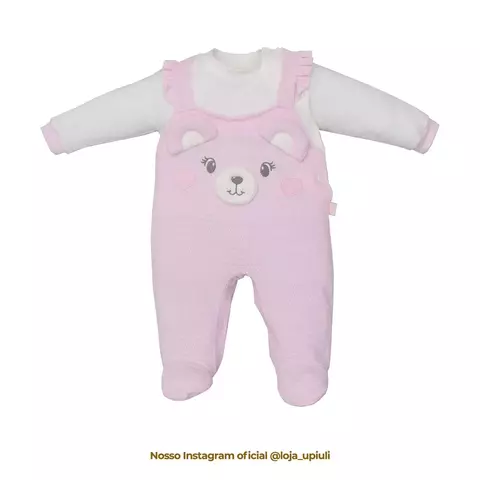 Macacão De Bebê Malha Tricot/Suedine Elisa