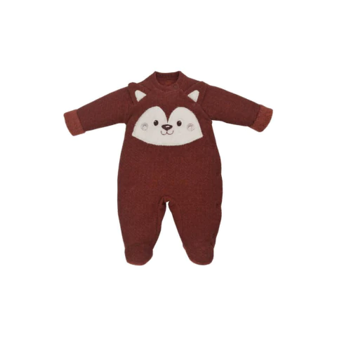 Macacão Manga Longa Bebê Menino Lobo Marrom Carlos Eduardo