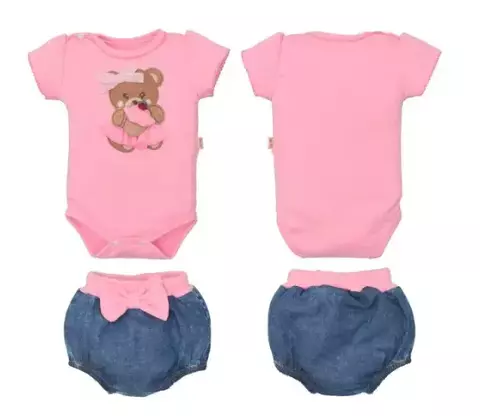Conjunto Rosa Body Com Tapa Fralda Melissa