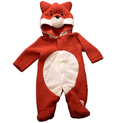 Macacão Bebê Com Capuz Divertido Pelúcia Inverno Raposa