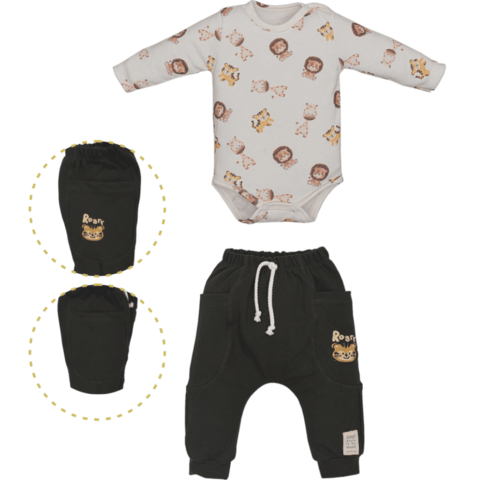 Conjunto Body Com Culote Bebê Menino Marfim Heitor