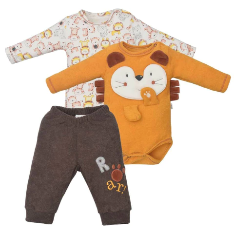 Kit 2 Bodys Culote Bebê Menino Suedine Bordado Leão Upi Uli