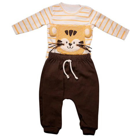 Conjunto Body com Culote Bebê Menino Amarelo Tigre Heitor