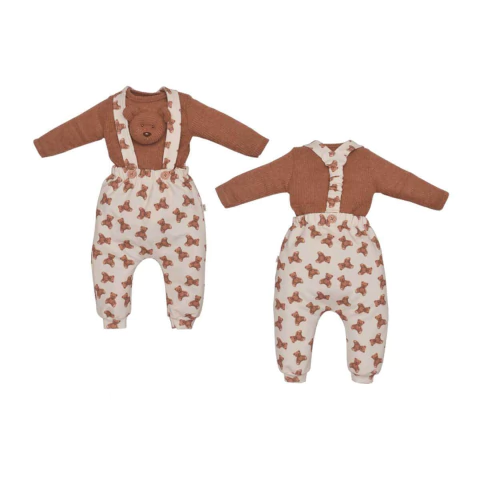 Conjunto Body Com Culotte Bebê Menino Marrom Quinn Ursinho