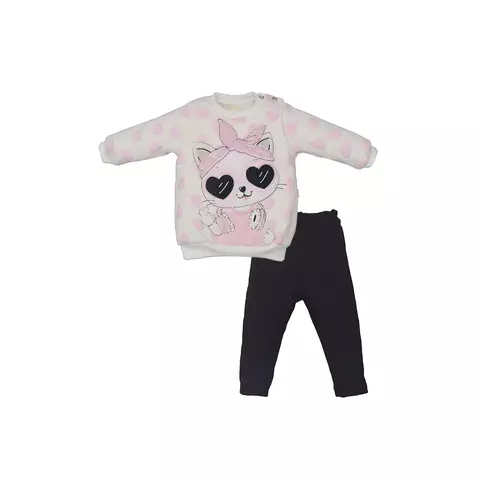 Conjunto Infantil Menina Blusa Calça Ursa Rosa Fofa Upi Uli