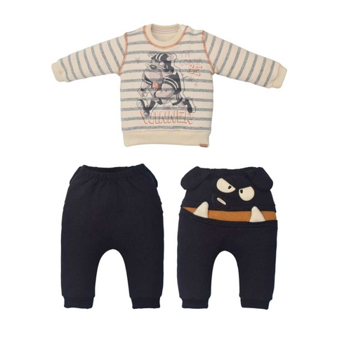Conjunto Bebê Menino Moletom Estampado Listrado Upi Uli