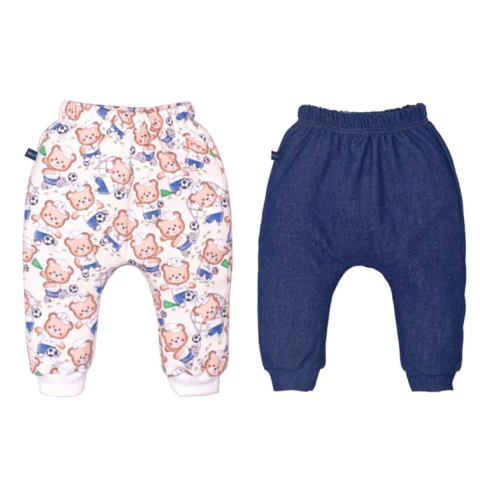 Kit Culote 2 Peças Bebê Menino Azul Marinho Jonas Ursinho