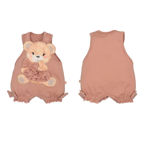 Banho de Sol Macaquinho Bebê Menina Malha Ursinho Nicole