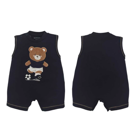 Banho de Sol Bebê Menino Urso Jogador Marinho Upi Uli