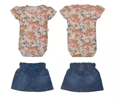 Conjunto Rosa Body Com Saia Mieli