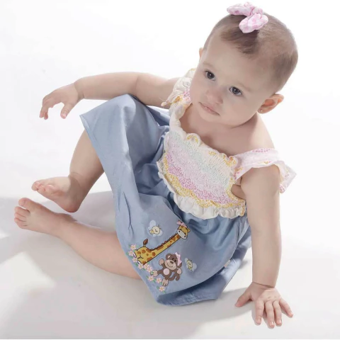 Vestido De Bebê C/Calcinha Cotton/Viscose Iolanda