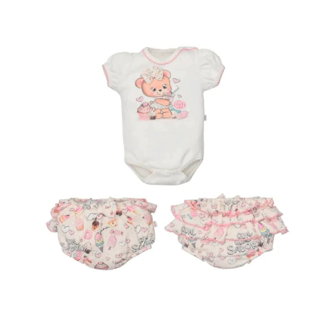 Conj. de bebê Body C/Tapa Fralda Ribana Comfort Moni Zenilda