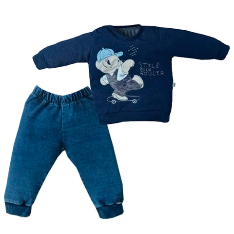 Conjunto De Bebê Longo Azul Marinho Esportes