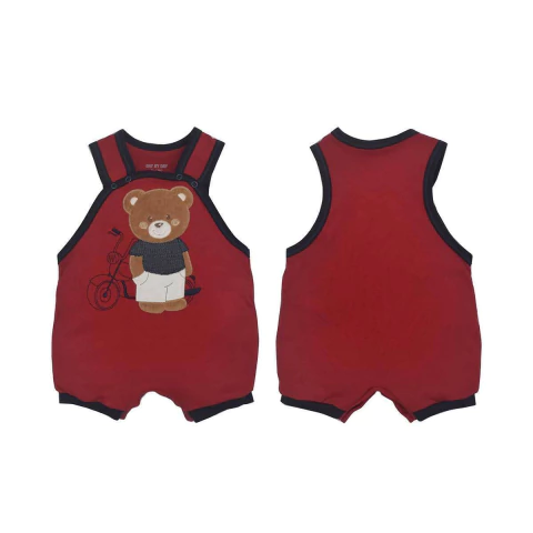 Banho de Sol Bebê Menino Urso Vermelho Motoqueiro Upi Uli