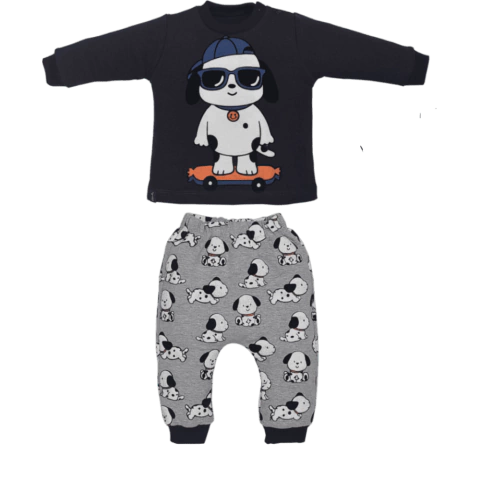 Conjunto Infantil Menino Preto Inverno Caio Cachorrinho