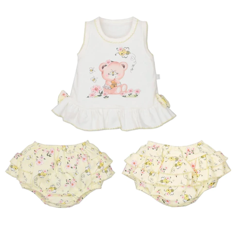 Conjunto Bebê Menina Suedine Estampado Ursinho Upi Uli