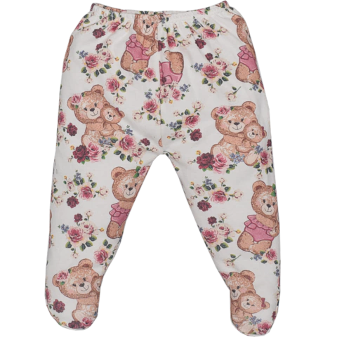 Culote Bebê Menina Com Pé Suedine Vermelho Beatriz Ursinho