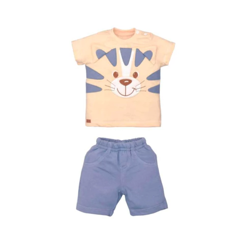 Conjunto Bebê Menino Manga Curta Cru Guilherme Tigre