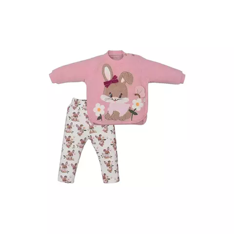 Conjunto Bebê Menina Blusa e Calça Rosa Coelhinha Upi Uli