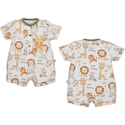 Macaquinho Curto Bebê Menino Algodão Estampado Verde Upi Uli