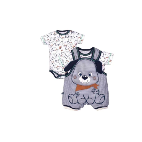 Banho De Sol Com Body Bebê Azul Joaquim Cachorrinho