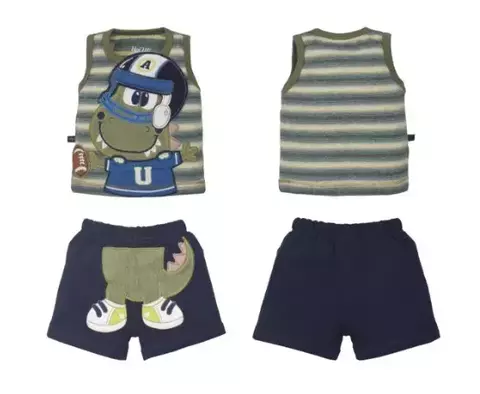 Conjunto De Bebê Regata Com Shorts Verde Saulo