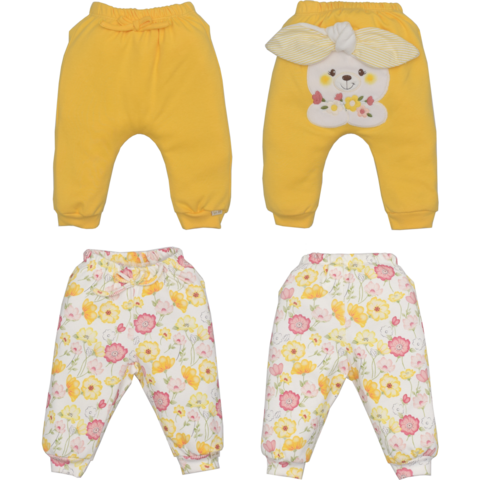 Kit 2 Culote Bebê Menina Bordado Amarelo E Floral Upi Uli