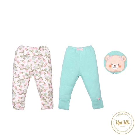 Kit Culote Bebê Menina Suedine Estampado Floral Upi Uli