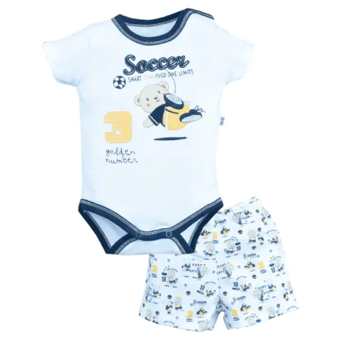 Conjunto Body Shorts Bebê Menina Suedine Estampado Upi Uli