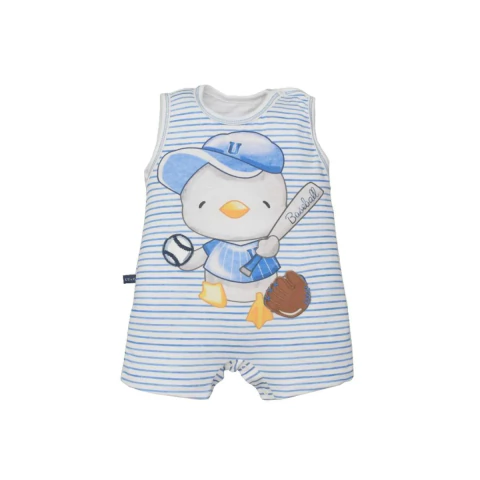 Banho De Sol Body Regata Listrado Bebê Menino Azul Rick