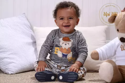 Conjunto de Bebê Body Com Culote Cinza Adriano