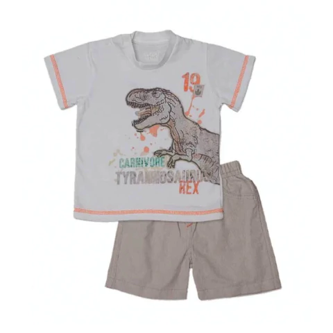 Conj. Infantil T-Shirt Malha/Cotton Strike Tiranossauro