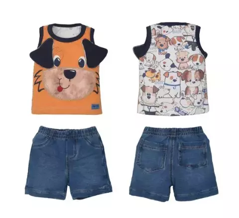 Conjunto De Bebê Regata Com Shorts Laranja Bryan