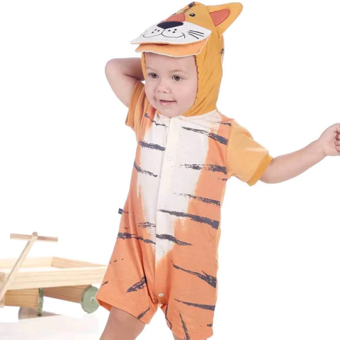 Macaquinho De Bebê Tigre Mostarda Luiz Miguel