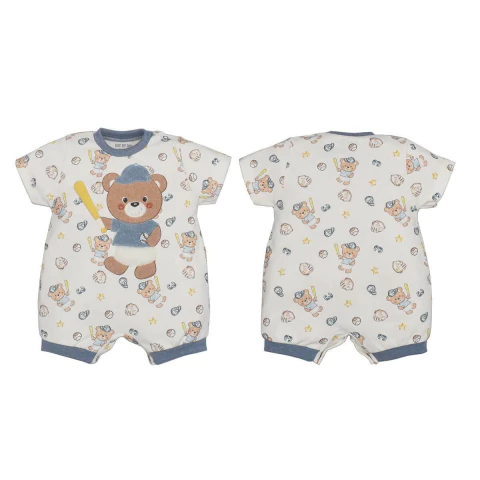 Macaquinho Bebê Baseball Ursinhos Suedine Verão Upi Uli