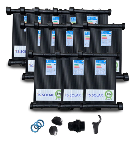 13 Placas 2mt - Aquecedor Solar Piscinas 7,5m² 10.500 Lts Fe
