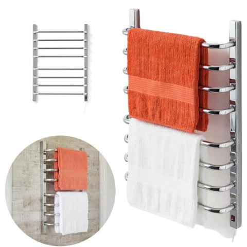 Aquecedor 2 Toalhas Toalheiro Térmico Eletrico Cromado Flape