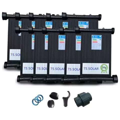 Kit Aquecedor Solar Piscina 10 Placa De 3mt + Kit Fechamento - comprar online