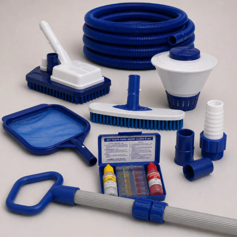 Kit De Limpeza Para Piscina Mangueira + Aspirador 8 Metros