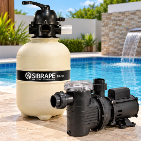 Conjunto Filtrante Piscina Sibrape Br-30 + Bpf025 Cb 1/4cv