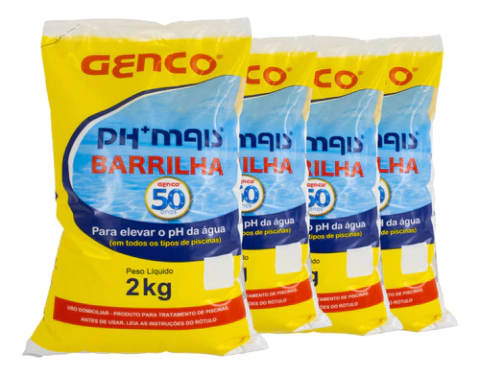 Kit 4 Elevador De Ph Barrilha Genco Ph Tratamento De Piscina