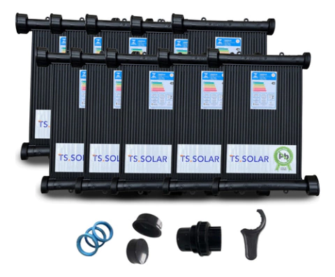 10 Placas 2mt - Aquecedor Piscina Solar - 8.000 Lts 6m² Fv