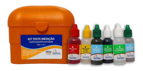 Kit Teste Medição Piscinas 4 Em 1 Sal Cloro Ph Alcalinidade