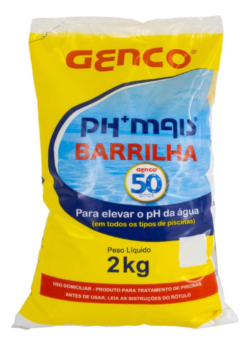 Elevador De Ph Para Piscina Barrilha Ph+ Mais Genco 2 Kg