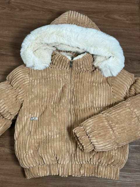 Casaco Puffer Peluciada Marrom - comprar online