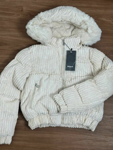 Casaco Puffer Peluciada Branca - comprar online