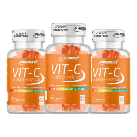 Kit 3x Vit-C + Zinco + Vitamina D3 (60 cápsulas) | Pharmapro