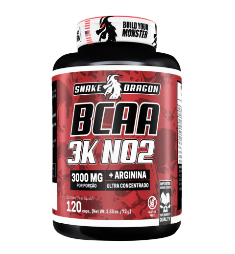 BCAA 3K NO2 com Arginina - 120 Cápsulas - Snake Dragon | Recuperação e Força - comprar online